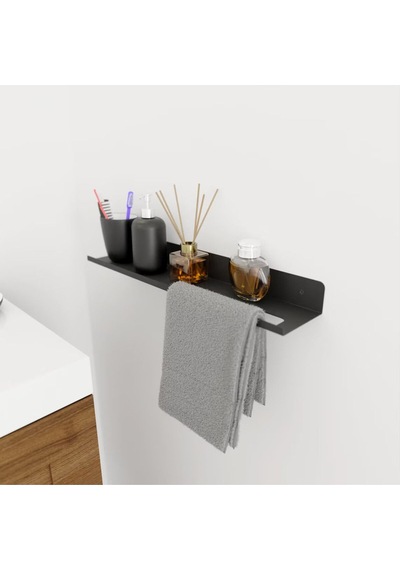 Aju Havluluk Modern Raf Havlu Askısı, Banyo Organizatör Raf Havlu Tutucu Raf, Metal Banyo Aksesuarları Siyah