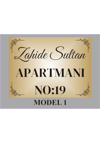 Apartman Isim Tabelası , Aliminyum Aynalı Metal Levha , 19x26cm
