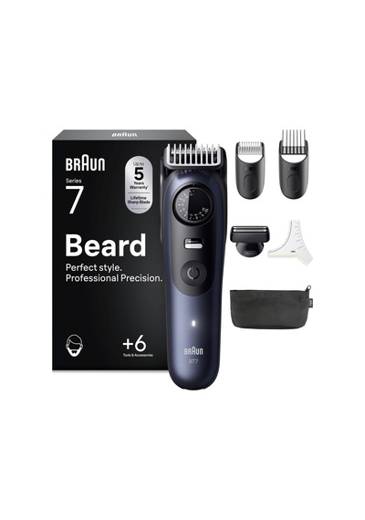 Braun Beard Trimmer Series 7, Erkek Elektrikli Sakal Kesme Makinesi, 6 Aksesuarlı, Ultra Keskin Problade Bıçak, 120 Dakika Pil Ömrü, Kablosuz Sakal Tıraş Makinesi, 40 Boy, Su Geçirmez, Bt7520, Mavi Braun Beard Trimmer Series 7, Erkek Elektrikli Sakal Kesme Makinesi, 6 Aksesuarlı, Ultra Keskin Problade Bıçak, 120 Dakika Pil Ömrü, Kablosuz Sakal Tıraş Makinesi, 40 Boy, Su Geçirmez, Bt7520, Mavi