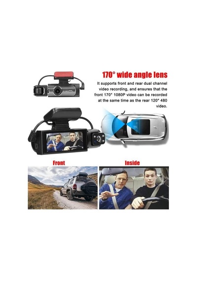 Dash Kamera 1296p Araç İçi Ve Dışı 360 Derece Kayıt Edici Black Box