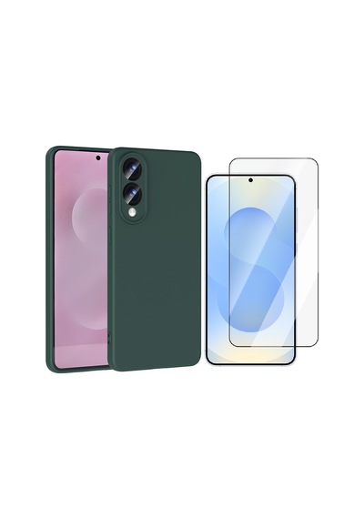 Vendas Galaxy Uyumlu S25 Edge  Kılıf Vendas Mara Lansman Kapak + Cam Ekran Koruyucu Koyu Yeşil