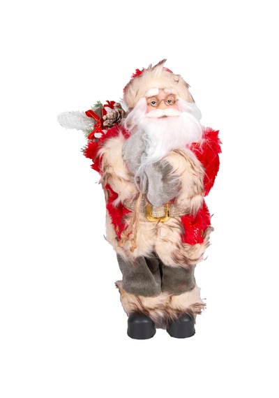 Yılbaşı Noel Baba Gold Hediye Çuvallı Yeşil Pantalonlu Fenerli Kırmızı-yeşil 30 Cm.
