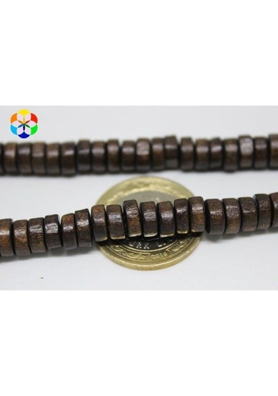 Bileklik Boy Ahşap Yarım Dizi Rondela Koyu Kahverengi 18cm Uzunluğundadır Çok Renkli
