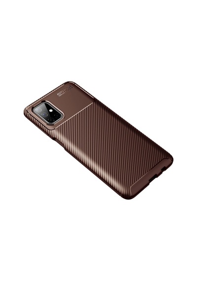 Samsung Uyumlu Galaxy M51 Uyumlu Kılıf Auto Focus Karbon Kapak - Kahverengi