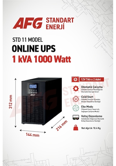 Standart Enerji Afg 3 Kva Online Ups - 2700w Kesintisiz Güç Kaynağı