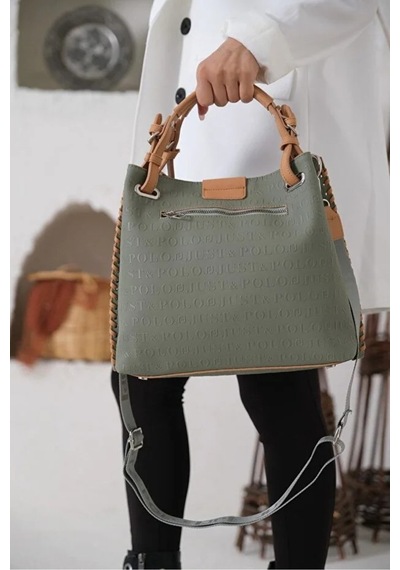 Just Polo Kadın Su Geçirmez Büyük Boy Lüks El Ve Omuz Çantası Shopper Ebat: 26 X 30 Cm Haki 93712631