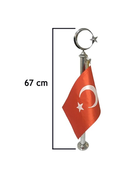 Şehit Mezarı Bayrak Direği Paslanmaz 304 Krom 67Cm