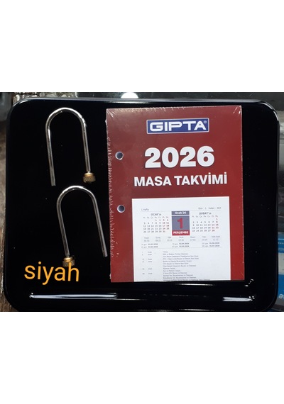 Masa Üstü Takvim Altı Siyah Ve Takvim 2026 Yılı