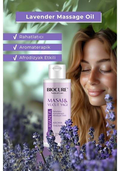Biocure Lavanta Özlü Masaj ve Vücut Bakım Yağı 100 ML