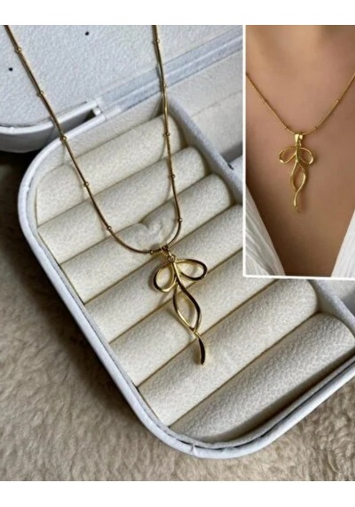 Stainless Steel Çelik Kolye Gold Kurdale 40 Cm+5 Cm