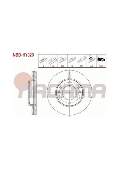 Hyundaı H1 2.5 Crdı 2008- Fren Diski Ön Havalı 6 Bjn 300x30x96,3x52,5 517124h500