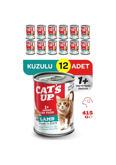 Cats Up Yaş Yetişkin Kedi Maması Kuzu Etli 415gr 12li