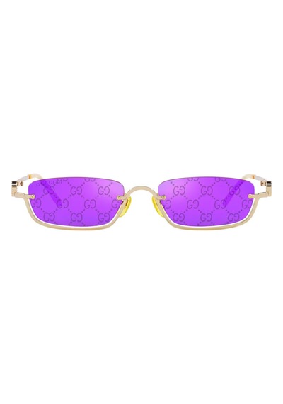 Gucci Gg 1278s 005 55 Kadın Dikdörtgen Gold Metal Güneş Gözlüğü Altın