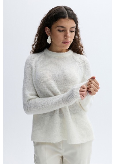 Mudo Kadın Kadın Ekru Loose Fit Bisiklet Yaka Kazak 1264232