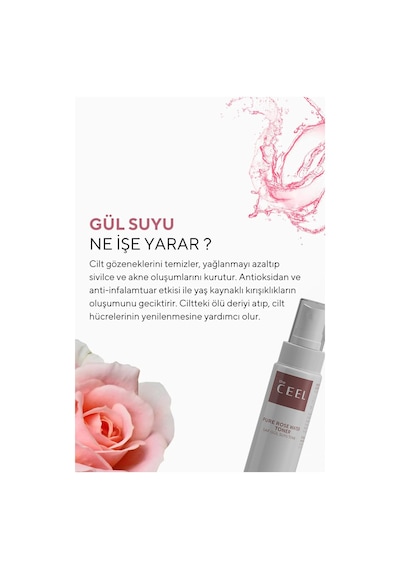 The Ceel Gözenek Sıkılaştırıcı  Saf Gül Suyu Tonik Arındırıcı Etkili 100 ML