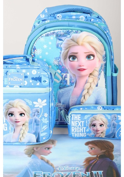 Dekomus Lisanslı Elsa Frozen Ice Glow Colleciton Büyük Boy Okul Çantası,beslenme Çantası,kalem Çantası Ve Beslenme Örtüsü Seti Altın