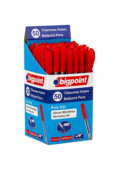 Bigpoint Tükenmez Kalem Polo 0.7mm Kırmızı 50'li Kutu Diğer