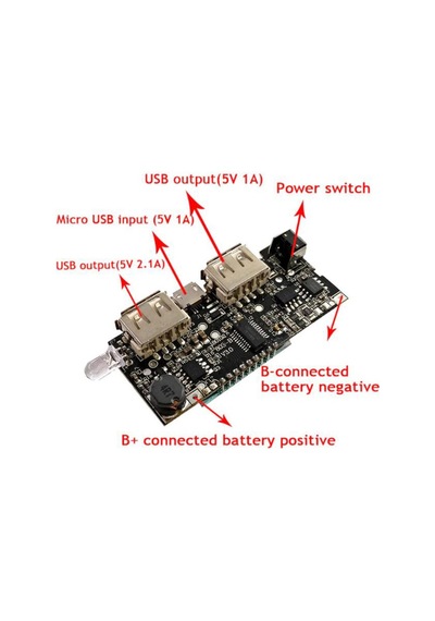 Çift Usb Çıkışlı Ekranlı Powerbank Modülü Şarj Edebilir 5V 2.1A H