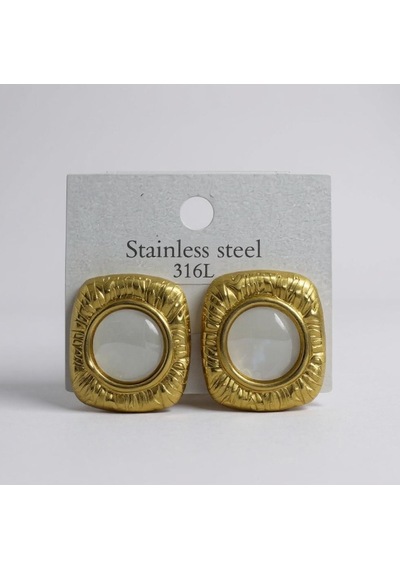 Kadın Gold Renk 316l Çelik İçi İnci Görünümlü Vintage Küpe Çok Renkli