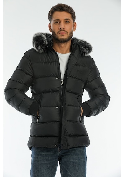 Slazenger  Harshal In Erkek Kapüşonlu Şişme Siyah Mont & Kaban