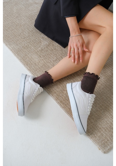 Daxtors Garantili Wanso Günlük Ortopedik Kadın Sneaker Spor Ayakkabı Beyaz