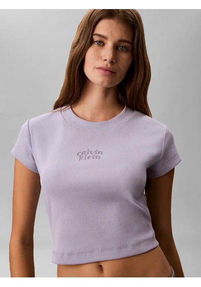 Calvin Klein Ss Seasonal Logo Bab, Vbk Mor Kadın T-shirt