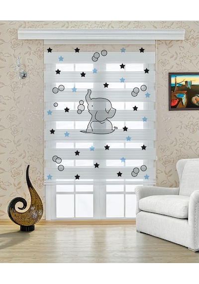 Perdeoutlet38 Baskılı Renkli Fil Dijital Baskılı Zebra Perde-cocuk Odası-stor Perde Model:pz-428 Çok Renkli