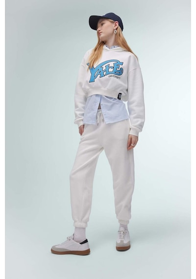 DeFacto Coool Yale University Oversize Geniş Kalıp Kapüşonlu Crop Sweatshirt C3092AX24SPWT32