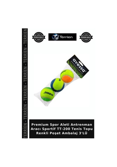 Premium Spor Aleti Antrenman Aracı Sportif Tt-200 Tenis Topu Renkli Poşet Ambalaj 3'lü