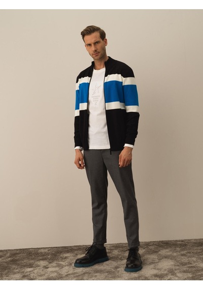 Xint Siyah Pamuk Dokulu Regular Fit Hırka 801772