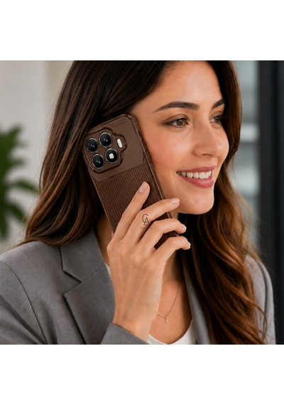 Xiaomi Mi 17t Uyumlu Kılıf Karbon Tasarım Kamera Korumalı Silikon Telefon Kılıfı Kapak Kahverengi
