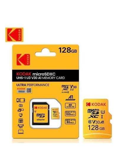 Kodak 128gb Micro Sd Kart Uhs-ı U3/v30/a1 + Adaptör