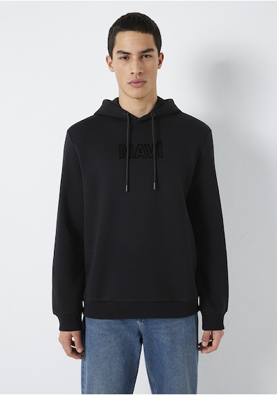 Mavi - Mavi Baskılı Kapüşonlu Siyah Sweatshirt 0s10549-900 Siyah