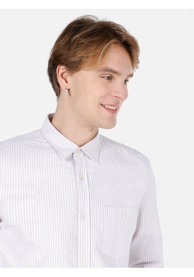 Colin's Colins Dar Kesim Shirt Yaka Çizgili Bej Erkek Uzun Kol Gömlek Cl1066850 Cl1066850 Q1.v1 Beı Bej