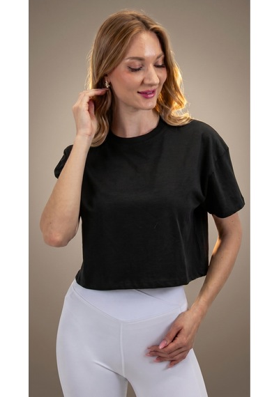 Heyy's Oversize Kadın Siyah Crop T - Shirt Siyah