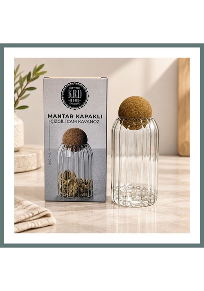 Bezos Mantar Kapaklı Küçük Çizgili Kavanoz Ventra