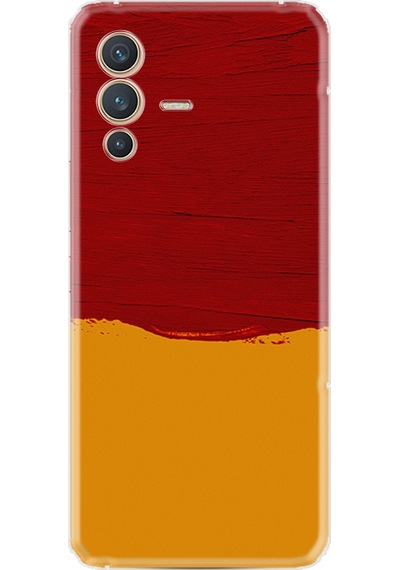 Vivo V23 Kılıf Silikon Desen Özel Seri Sarı Kırmızı Boya 1708