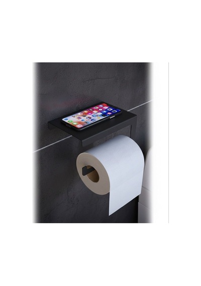 Havluluk Askısı + Tuvalet Kağıdı Rafı Siyah Diğer