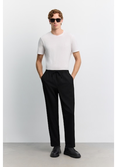 Avva Erkek Siyah Beli Lastikli Bağcıklı Kolay Ütülenen Relaxed Fit Jogger Pantolon A62y3041