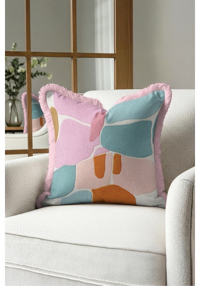 Soyut Pastel Sanatsal Saçaklı Yastık Kılıfı - Organik Bohem Mint Pembe Püsküllü Kırlent Kılıfı Puslu Sahil Halo Soyut Pastel Sanatsal Saçaklı Yastık Kılıfı - Organik Bohem Mint Pembe Püsküllü Kırlent Kılıfı Puslu Sahil Halo
