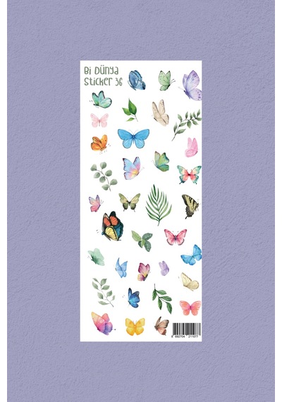 M36 Kelebek Temalı Sticker Seti Çok Renkli