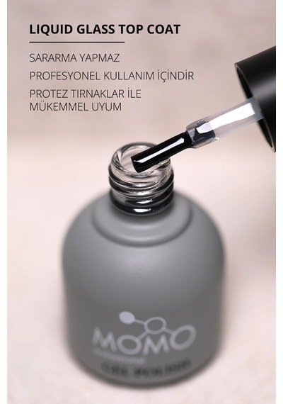 Momo Professional Kalıcı Oje İçin Liquid Glass Top Coat 9 Ml