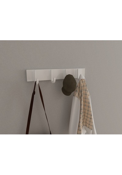 Hepsi3boyutlu Modern Duvar & Kapı Baston Askılık - 4 Adet Beyaz J Askılık - Model No : 6 Beyaz