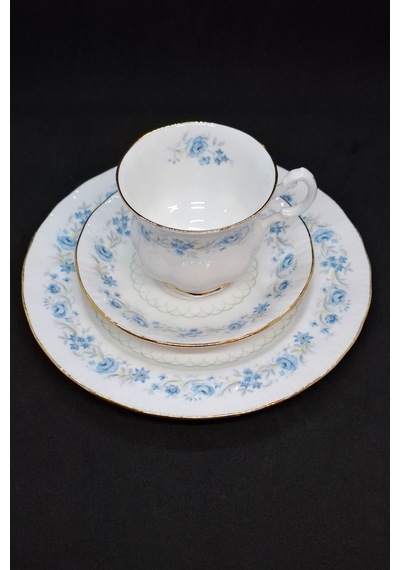 Bone China Mavi Beyaz Çay Fincanı 3 Parça 170 Ml