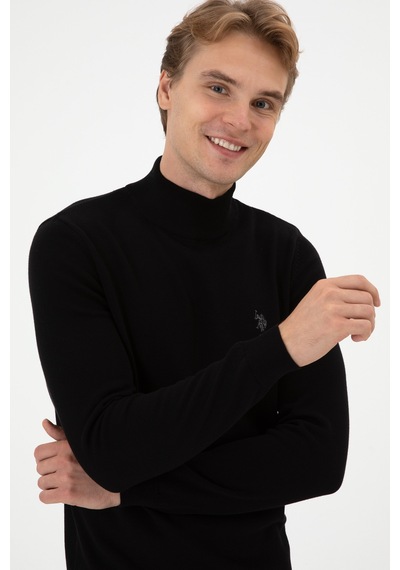 U.S. Polo Assn. Erkek Slim Fit Boğazlı Siyah Basic Kazak 50313712-VR046 U.S. Polo Assn. Erkek Slim Fit Boğazlı Siyah Basic Kazak 50313712-VR046