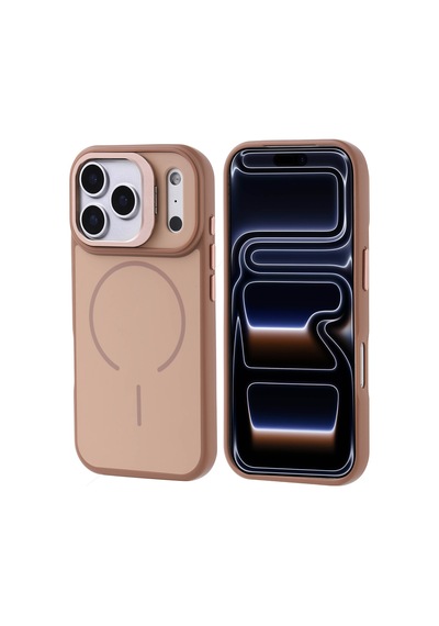 Zore İphone 17 Pro Kılıf M-safe Şarj Özellikli Kamera Standlı Nvth Notron Kapak - Gold Altın