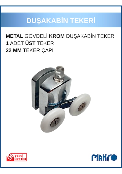 Duşakabin Tekerleği Alt Teker Metal Gövde Teker Çapı 22 Mm Krom