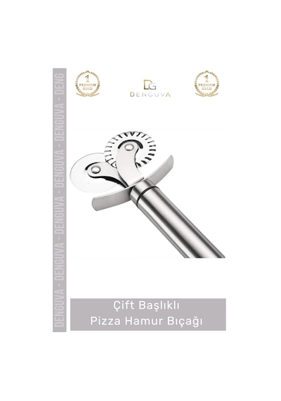 Pizzabıçağı Profesyonel Paslanmaz Çelik Keskin Mutfak Gereci Çift Başlıklı Pizza Hamur Bıçağı - 1 A Çok Renkli