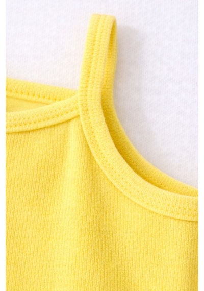 For My Baby Fitilli Kumaş 2 Li Kız Bebek Takım Şortlu Yazlık Sarı
