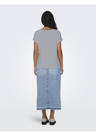 Only Onlmoster Strıpe S/s O-neck Top Jrs Noos Kadın Beyaz Bluz - 15206243 Beyaz